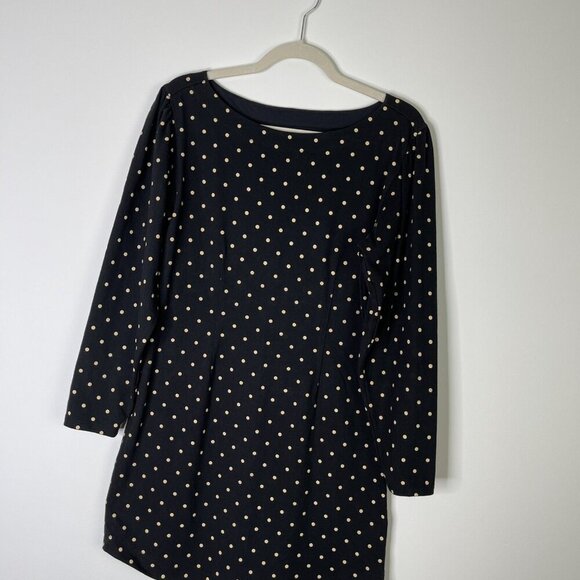 La Vie Rebecca Taylor Polka Dot Shift Dress Women’s Size Medium Black Gold - Picture 2 of 9